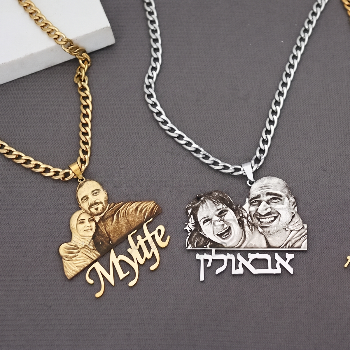 Personalisiertes Halsband mit Foto und graviertem Porträt 